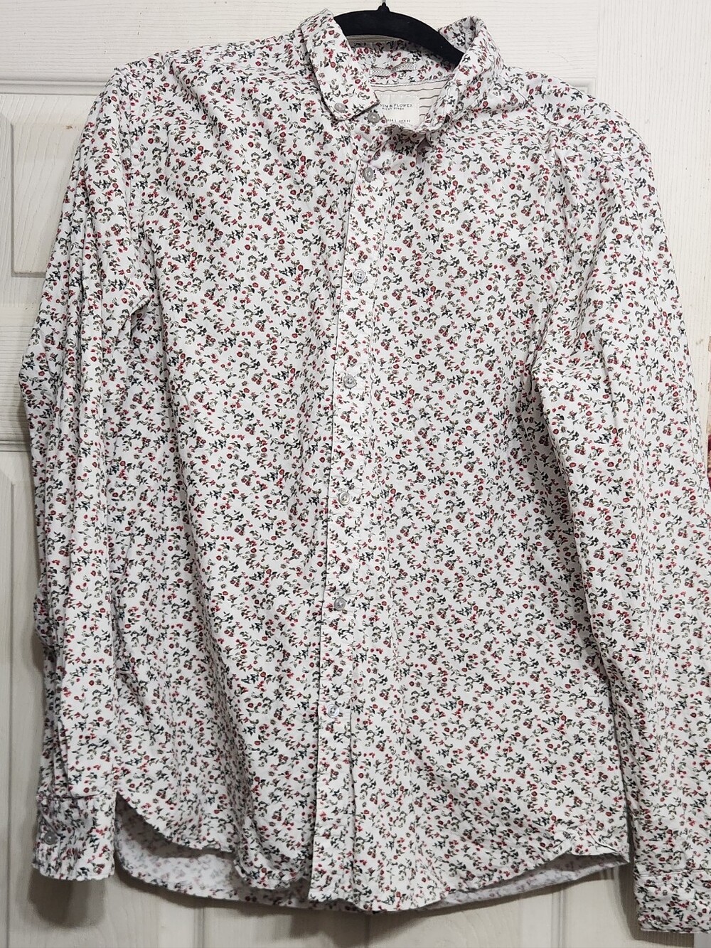 White Floral Button-Down Shirt